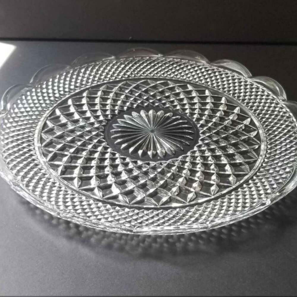 🆕 'COLONY" brand Crystal SERVING PLATTER - 14" diameter